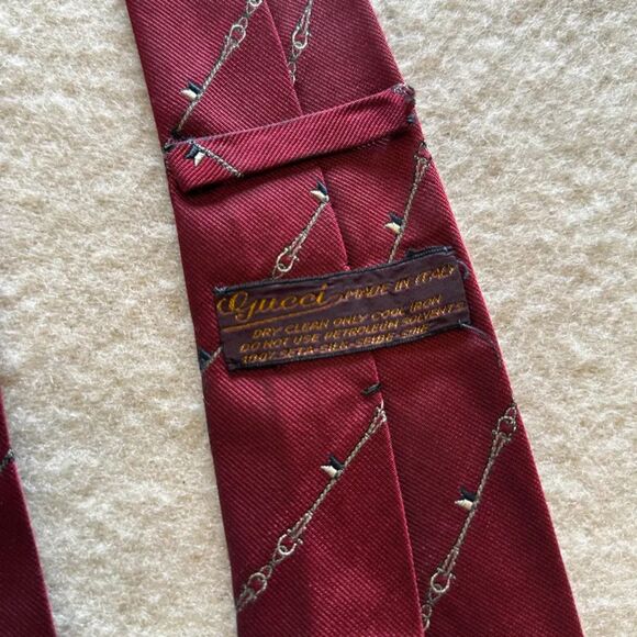 Vintage Gucci Chain Link Horse Bit Equestrian Silk Tie - Picture 3 of 6